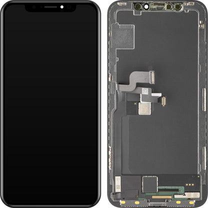 MP érintőképernyős kijelző kompatibilis az Apple iPhone X-szel, kerettel, Soft OLED FHD verzió, Fekete