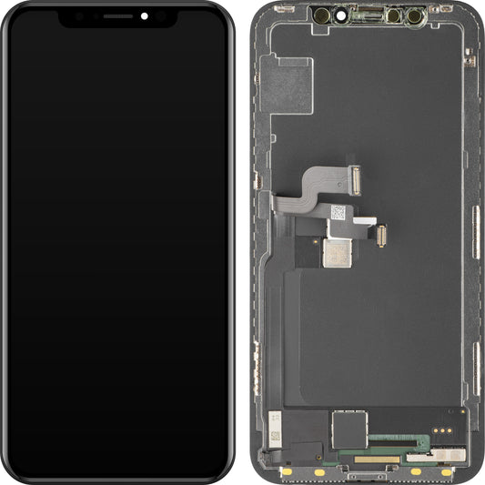 MP érintőképernyős kijelző kompatibilis az Apple iPhone X-szel, kerettel, Soft OLED FHD verzió, Fekete