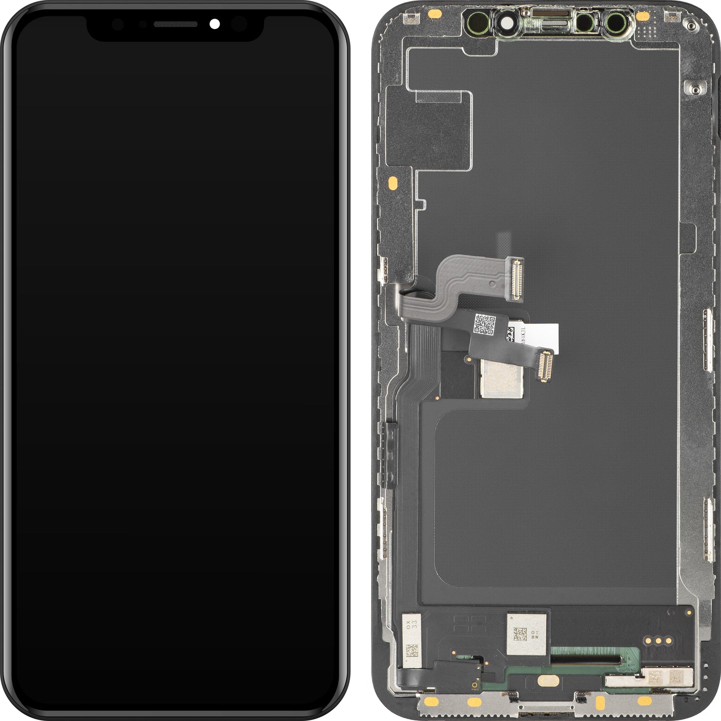 Kijelző érintőképernyővel MP, kompatibilis az Apple iPhone XS-szel, kerettel, Soft OLED FHD verzió, Fekete