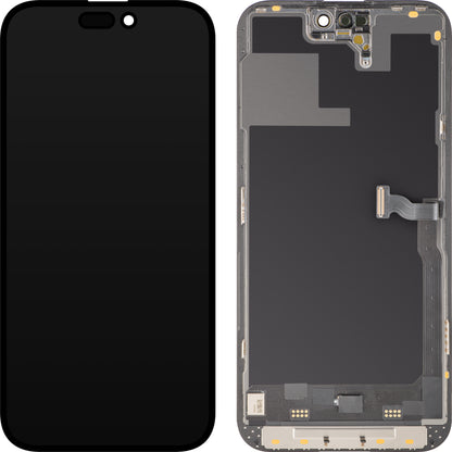 MP érintőképernyős kijelző kompatibilis az Apple iPhone 14 Pro Max-szal, kerettel, Soft OLED 120Hz FHD Diagnosztikai verzió, Fekete