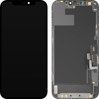 MP Touchscreen Display compatible with Apple iPhone 12 / 12 Pro, with Frame, Soft OLED IC Movable FHD Version, Black