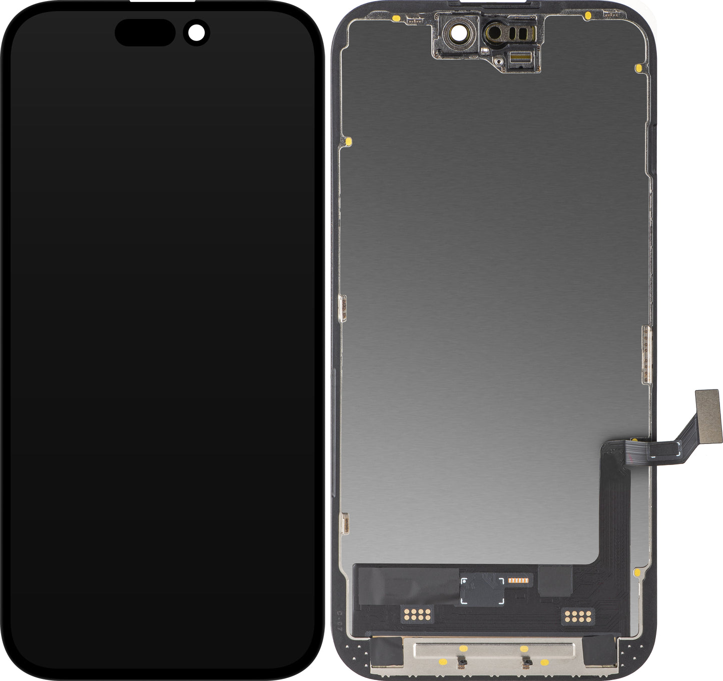 MP érintőképernyős kijelző kompatibilis az Apple iPhone 15-tel, kerettel, Soft OLED FHD IC Movable verzió, Fekete