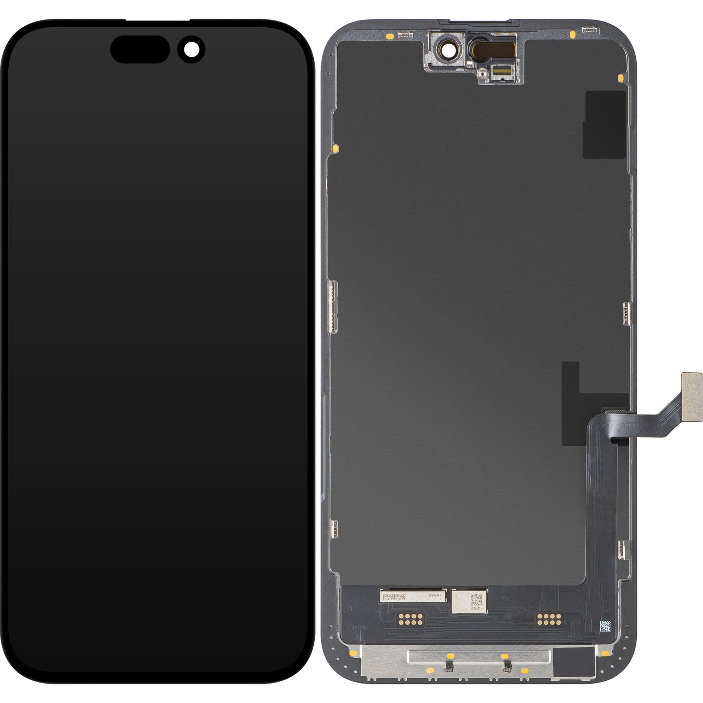 MP érintőképernyős kijelző kompatibilis az Apple iPhone 15 Plus-szal, Kerettel, Soft OLED FHD IC Movable verzió, Fekete