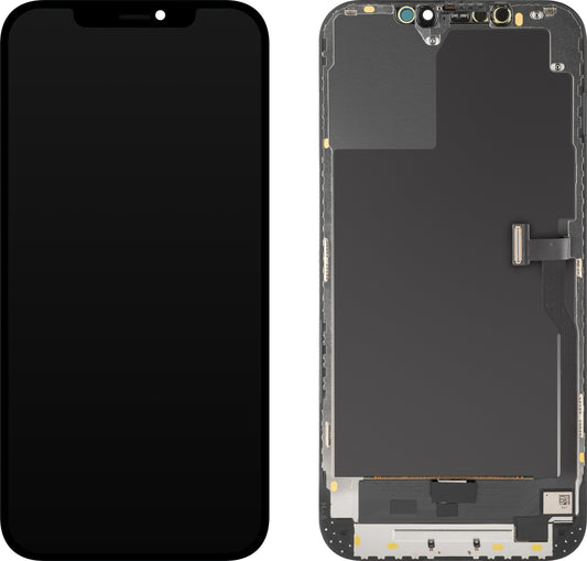MP érintőképernyős kijelző kompatibilis az Apple iPhone 12 Pro Max-szal, kerettel, OLED Diagnosztikai verzió, Fekete