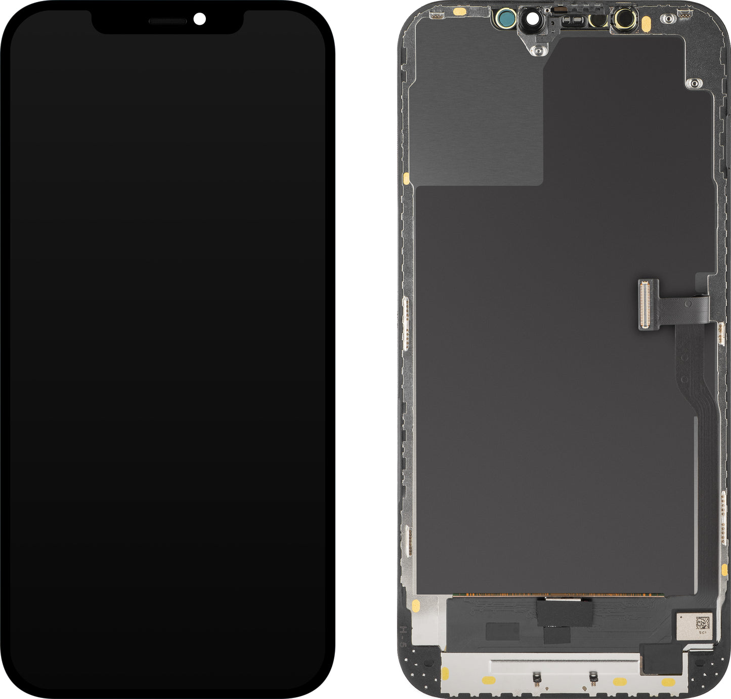 MP érintőképernyős kijelző kompatibilis az Apple iPhone 12 Pro Max-szal, kerettel, OLED Diagnosztikai verzió, Fekete