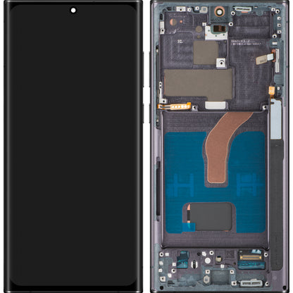 MP Touchscreen Display compatible with Samsung Galaxy S22 Ultra 5G S908, with Frame, OLED Version, Black, Swap