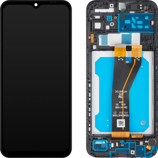 MP érintőképernyős kijelző kompatibilis a Samsung Galaxy A14 5G A146-tal, kerettel, nem európai verzió, fekete