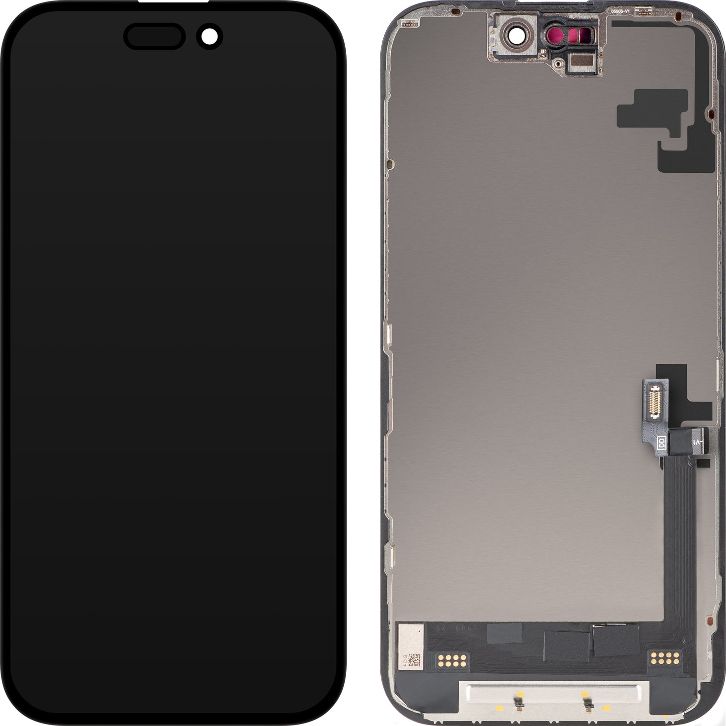 MP érintőképernyős kijelző kompatibilis az Apple iPhone 16-tal, kerettel, Soft OLED FHD Diagnostic verzió, fekete