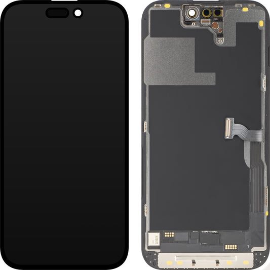Apple iPhone 14 Pro-hoz kompatibilis MP érintőképernyős kijelző, kerettel, OLED FHD Diagnosztikai verzió, Fekete