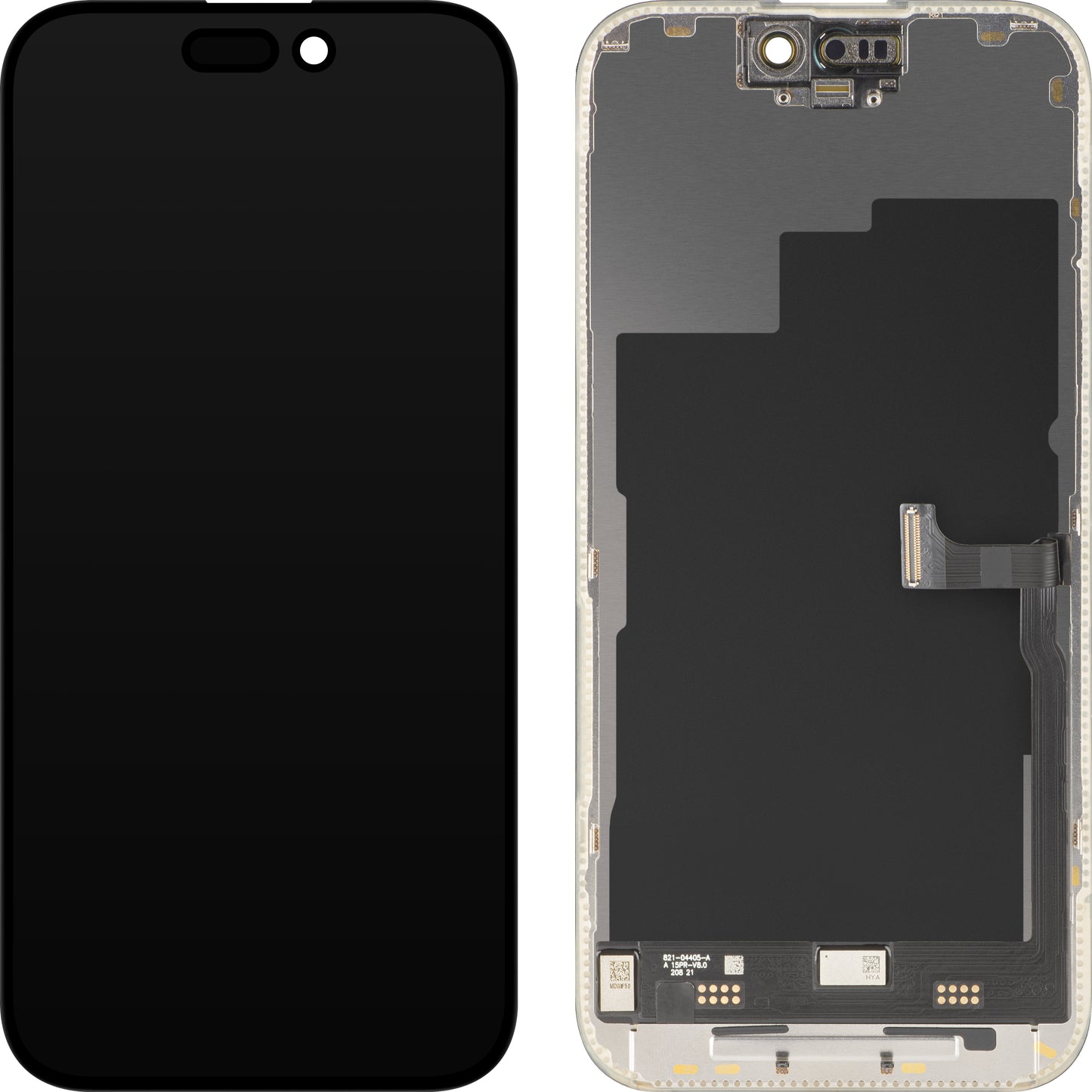 MP érintőképernyős kijelző kompatibilis az Apple iPhone 15 Pro készülékkel, kerettel, prémium Soft OLED FHD 120Hz verzió, fekete