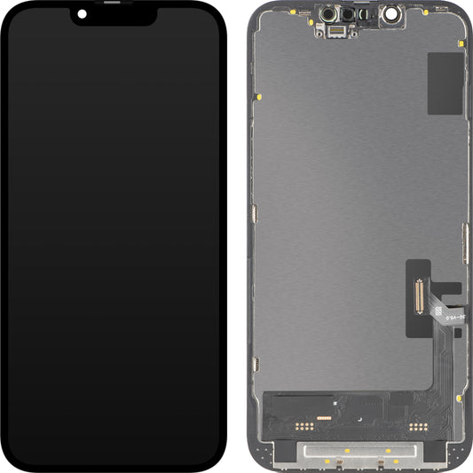 MP érintőképernyős kijelző kompatibilis az Apple iPhone 14-gyel, kerettel, Soft OLED FHD 120Hz IC Movable változat, Fekete
