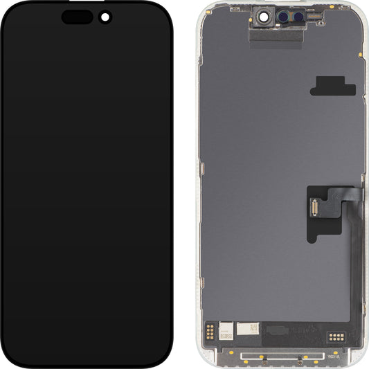 MP érintőképernyős kijelző kompatibilis az Apple iPhone 16 Pro-val, kerettel, Soft OLED FHD 120Hz IC Movable változat, Fekete