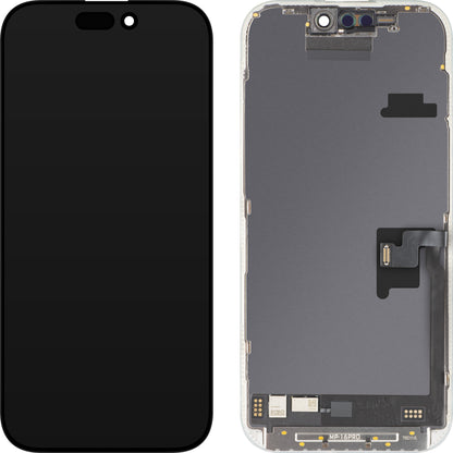 MP érintőképernyős kijelző kompatibilis az Apple iPhone 16 Pro készülékkel, kerettel, Soft OLED FHD 120Hz diagnosztikai verzió, fekete