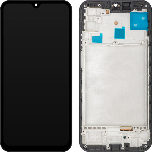 MP érintőképernyős kijelző kompatibilis a Samsung Galaxy M15-höz, kerettel, fekete