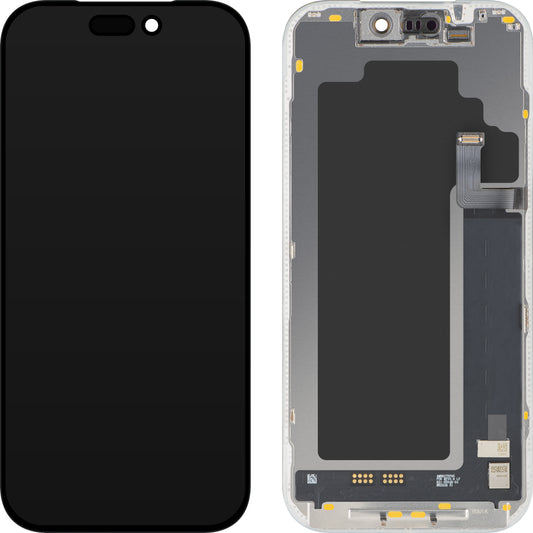 MP érintőképernyős kijelző kompatibilis az Apple iPhone 17 Pro készülékkel, kerettel, Soft OLED FHD 120Hz diagnosztikai verzió, fekete