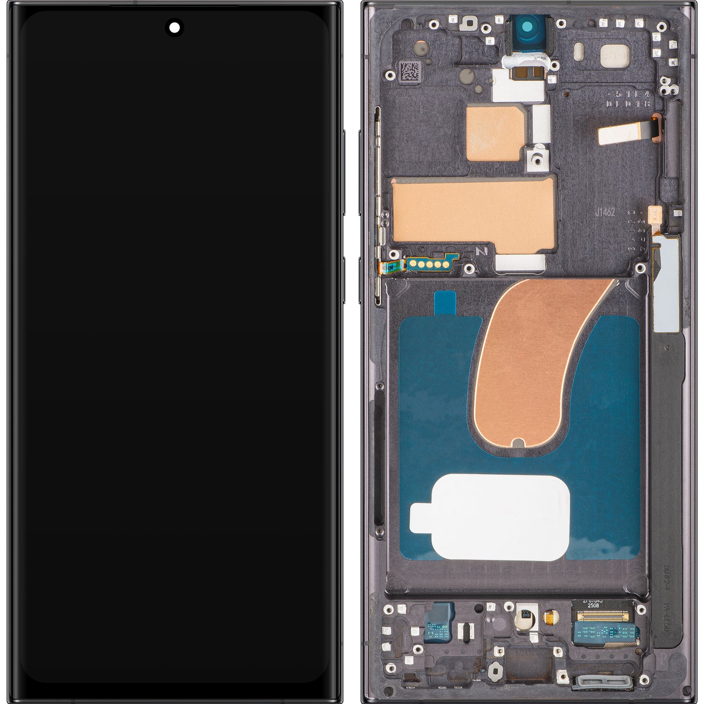 MP érintőképernyős kijelző kompatibilis a Samsung Galaxy S23 Ultra S918 készülékkel, kerettel, OLED verzió, fekete, csere