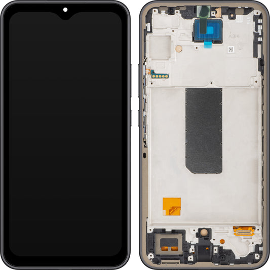 MP érintőképernyős kijelző kompatibilis Samsung Galaxy A34 A346-hoz, kerettel, fekete (grafit), újrazárva