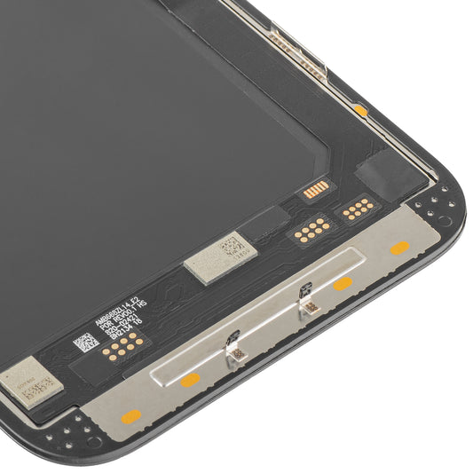 MP érintőképernyős kijelző kompatibilis az Apple iPhone 14 Pro Max-szal, kerettel, Mozgatható IC Soft OLED 120Hz FHD verzió, Fekete