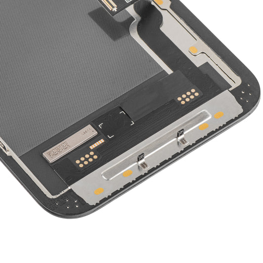 MP érintőképernyős kijelző kompatibilis az Apple iPhone 13-mal, kerettel, mozgatható IC-vel ellátott Soft OLED FHD változat, Fekete