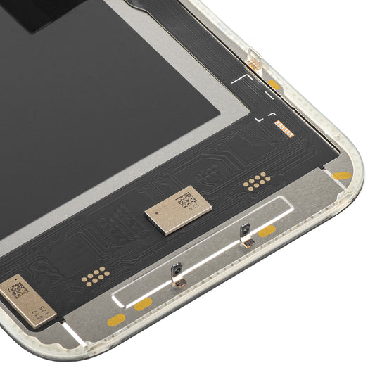 MP érintőképernyős kijelző kompatibilis az Apple iPhone 15 Pro-val, kerettel, Mozgatható IC Soft OLED 120Hz FHD verzió, Fekete
