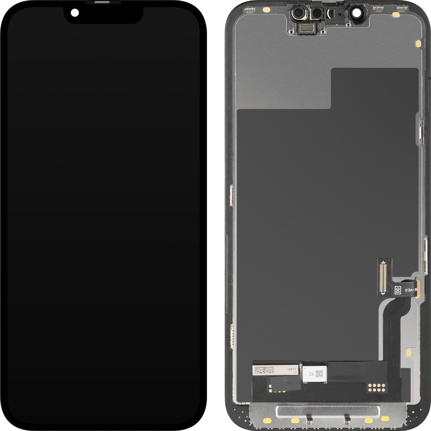 MP érintőképernyős kijelző Apple iPhone 13 kompatibilis, kerettel, OLED FHD diagnosztikai szoftververzió, fekete, újracímkézett