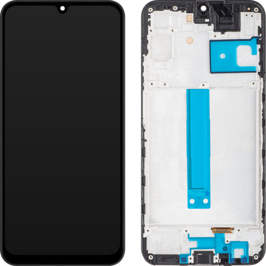 Érintőképernyős MP kijelző kompatibilis a Samsung Galaxy A25 A256 készülékkel, kerettel, Fekete