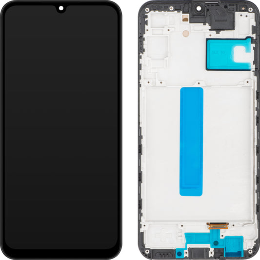 MP érintőképernyős kijelző kompatibilis a Samsung Galaxy A25 A256 készülékkel, kerettel, OLED verzió, fekete