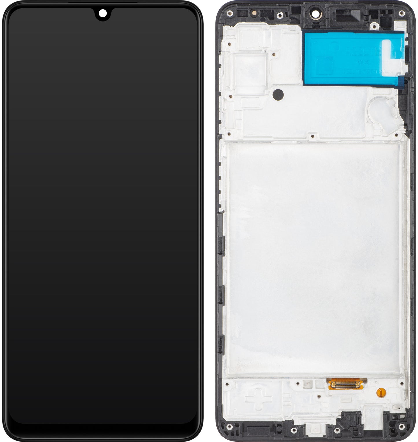 MP érintőképernyős kijelző kompatibilis a Samsung Galaxy A22 A225 készülékkel, kerettel, Fekete 