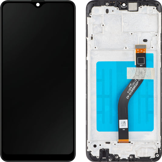 MP érintőképernyős kijelző kompatibilis a Samsung Galaxy A20s A207 készülékkel, kerettel, Fekete 