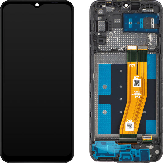 Érintőképernyős MP kijelző érintőképernyővel kompatibilis a Samsung Galaxy A14 A145 készülékkel, kerettel, európai változat, fekete 