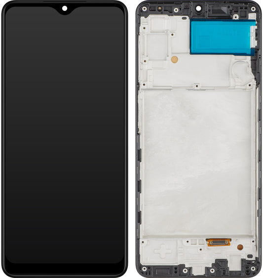 MP érintőképernyős kijelző kompatibilis a Samsung Galaxy A22 A225 készülékkel, kerettel, OLED verzió, fekete 