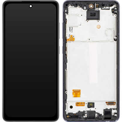 MP érintőképernyős kijelző kompatibilis a Samsung Galaxy A52s 5G A528 / A52 5G A526 / A52 A525 készülékkel, kerettel, OLED verzió, fekete színű