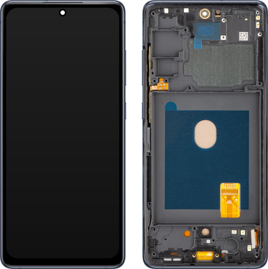 MP érintőképernyős kijelző kompatibilis a Samsung Galaxy S20 FE G780 készülékkel, kerettel, OLED verzió, sötétkék színű 