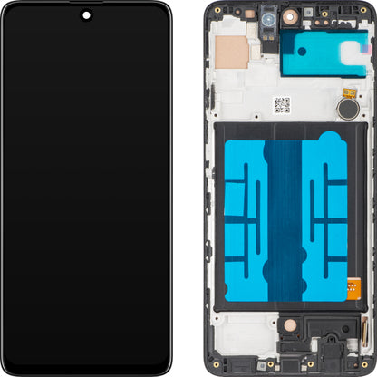 MP érintőképernyős kijelző kompatibilis a Samsung Galaxy A51 A515 készülékkel, kerettel, Fekete 