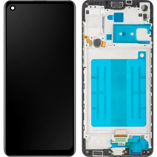 MP érintőképernyős kijelző kompatibilis a Samsung Galaxy A21s A217 készülékkel, kerettel, Fekete 