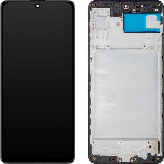 MP érintőképernyős kijelző kompatibilis a Samsung Galaxy M51 M515-tel, kerettel, OLED verzió, Fekete