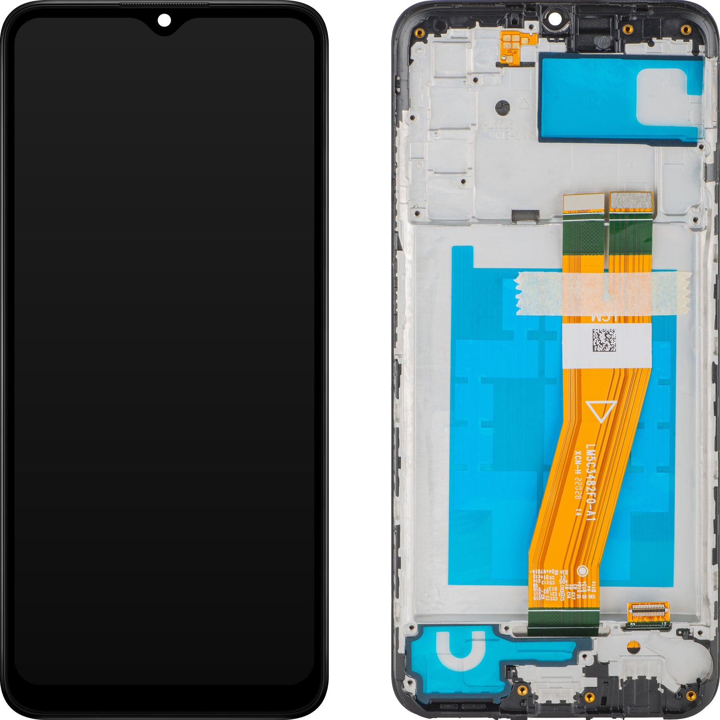 MP érintőképernyős kijelző kompatibilis a Samsung Galaxy A03s A037 készülékkel, kerettel, F verzió, fekete, csere