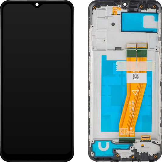 MP érintőképernyős kijelző kompatibilis a Samsung Galaxy A03s A037 készülékkel, kerettel, F verzió, fekete, csere