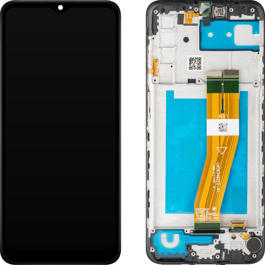 Érintőképernyős MP kijelző érintőképernyővel kompatibilis a Samsung Galaxy A03s A037 készülékkel, kerettel, F verzió, fekete 