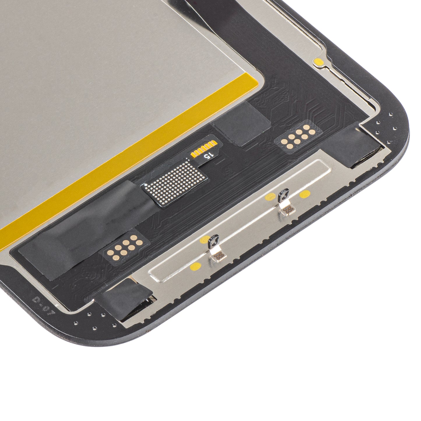 MP érintőképernyős kijelző kompatibilis az Apple iPhone 15-tel, kerettel, Soft OLED FHD IC Movable verzió, Fekete