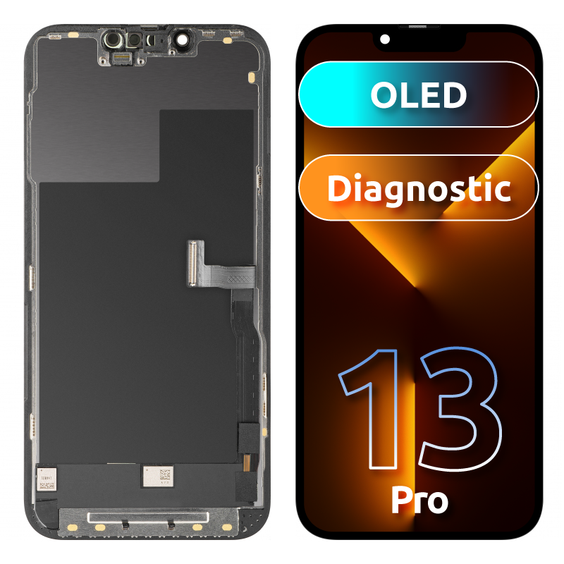 Apple iPhone 13 Pro-hoz kompatibilis MP érintőképernyős kijelző, kerettel, OLED FHD Diagnosztikai verzió, Fekete