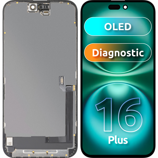 Apple iPhone 16 Plus-hoz kompatibilis MP érintőképernyős kijelző, kerettel, OLED FHD Diagnosztikai verzió, Fekete