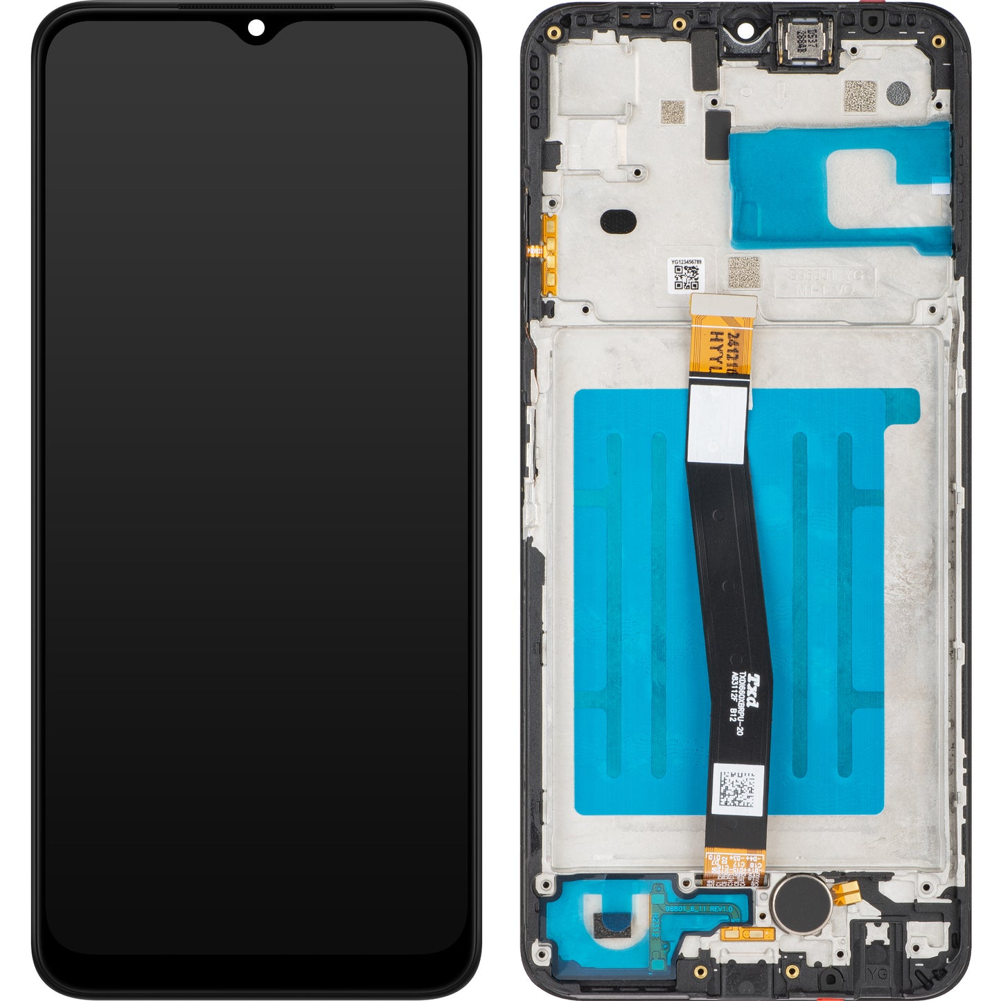 MP érintőképernyős kijelző kompatibilis a Samsung Galaxy A22 5G A226 készülékkel, kerettel, Fekete 