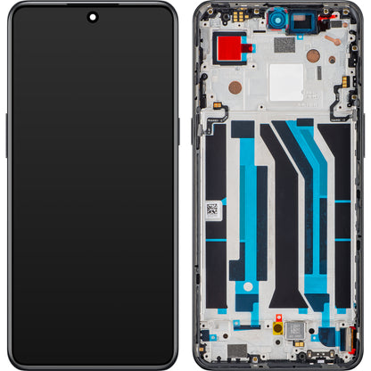 OnePlus 10T / Ace Pro érintőképernyős kijelző, kerettel, Fekete (Moonstone Black), Service Pack 4130326