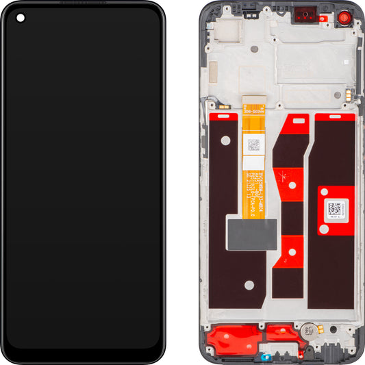 Oppo A55 érintőképernyős kijelző kerettel, Fekete (Starry Black), Service Pack 4908581