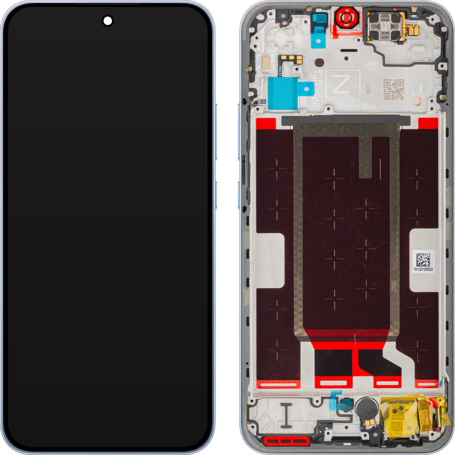 Oppo Reno15 F érintőképernyős kijelző, kerettel, kék (Aurora Blue), Service Pack 621029000798