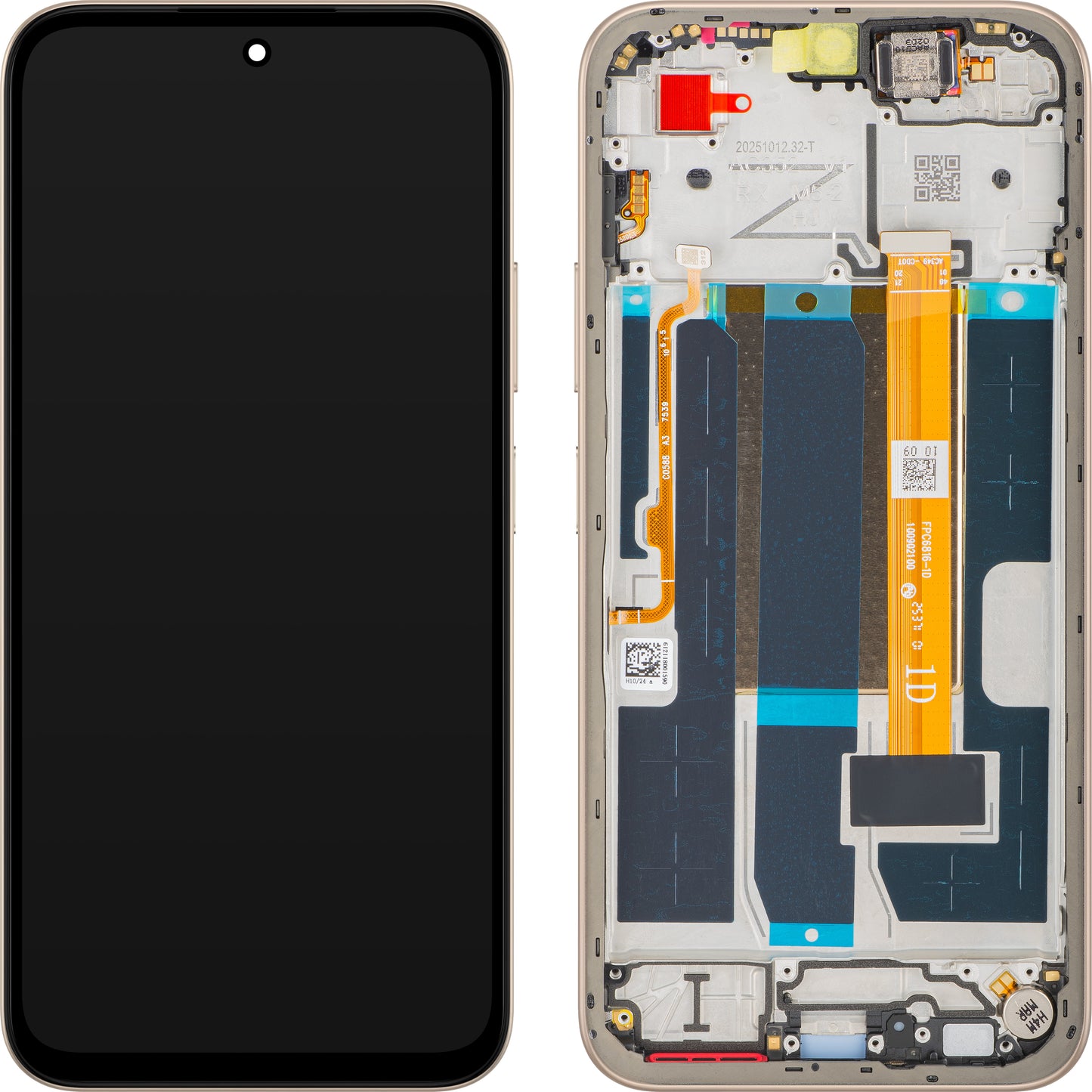 Oppo A6 4G érintőképernyős kijelző, kerettel, Arany (Aurora Gold), Service Pack 621029000744
