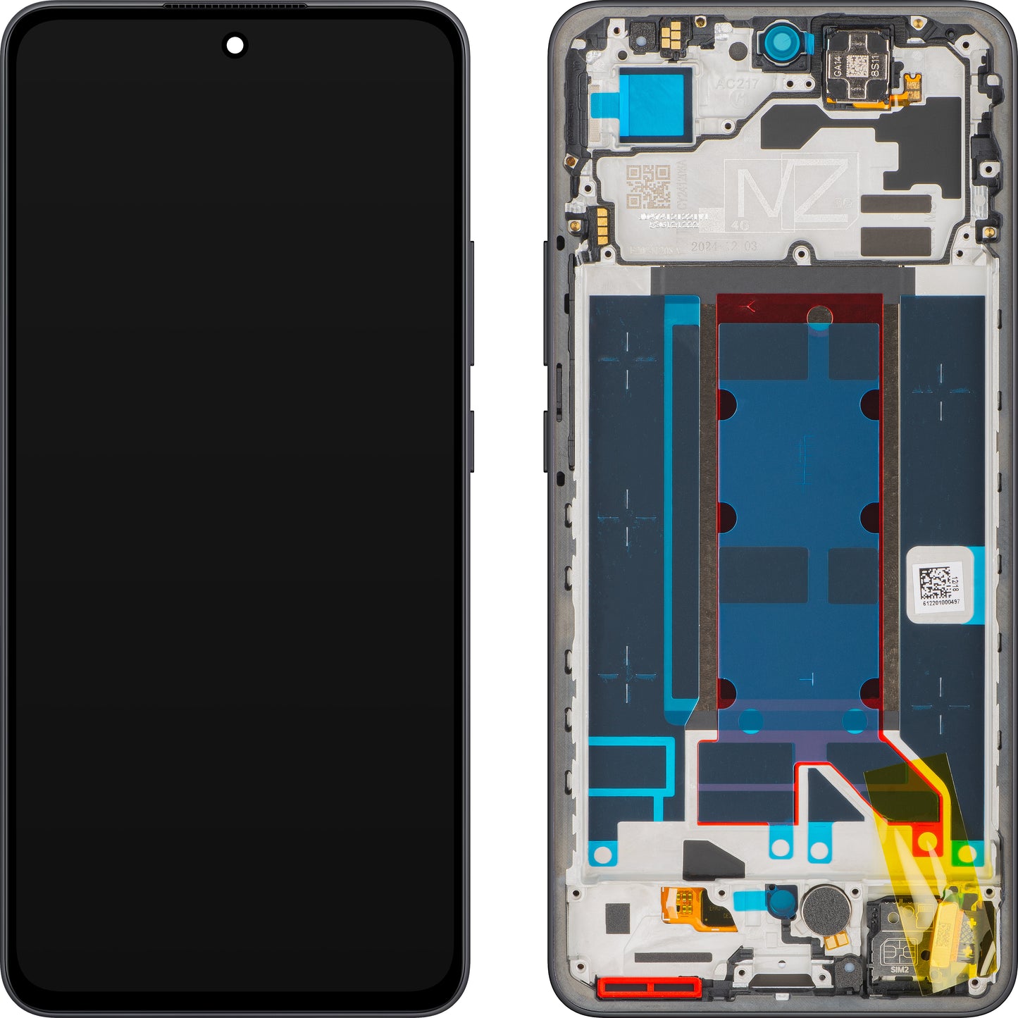 Oppo Reno13 FS 5G / Reno13 F érintőképernyős kijelző, kerettel, szürke (Graphite Grey), Service Pack 621029000449