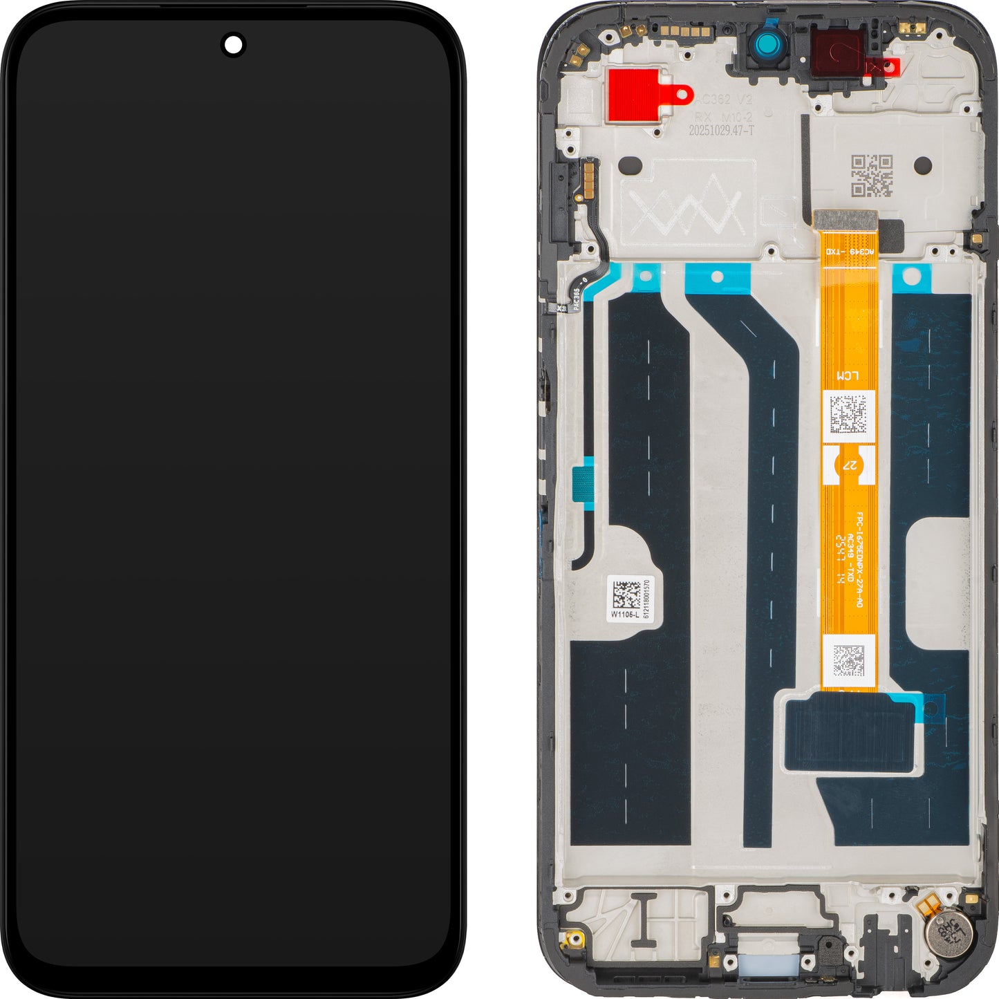 Oppo A6x / A6t kijelző érintőképernyővel, kerettel, fekete, Service Pack 621029000752