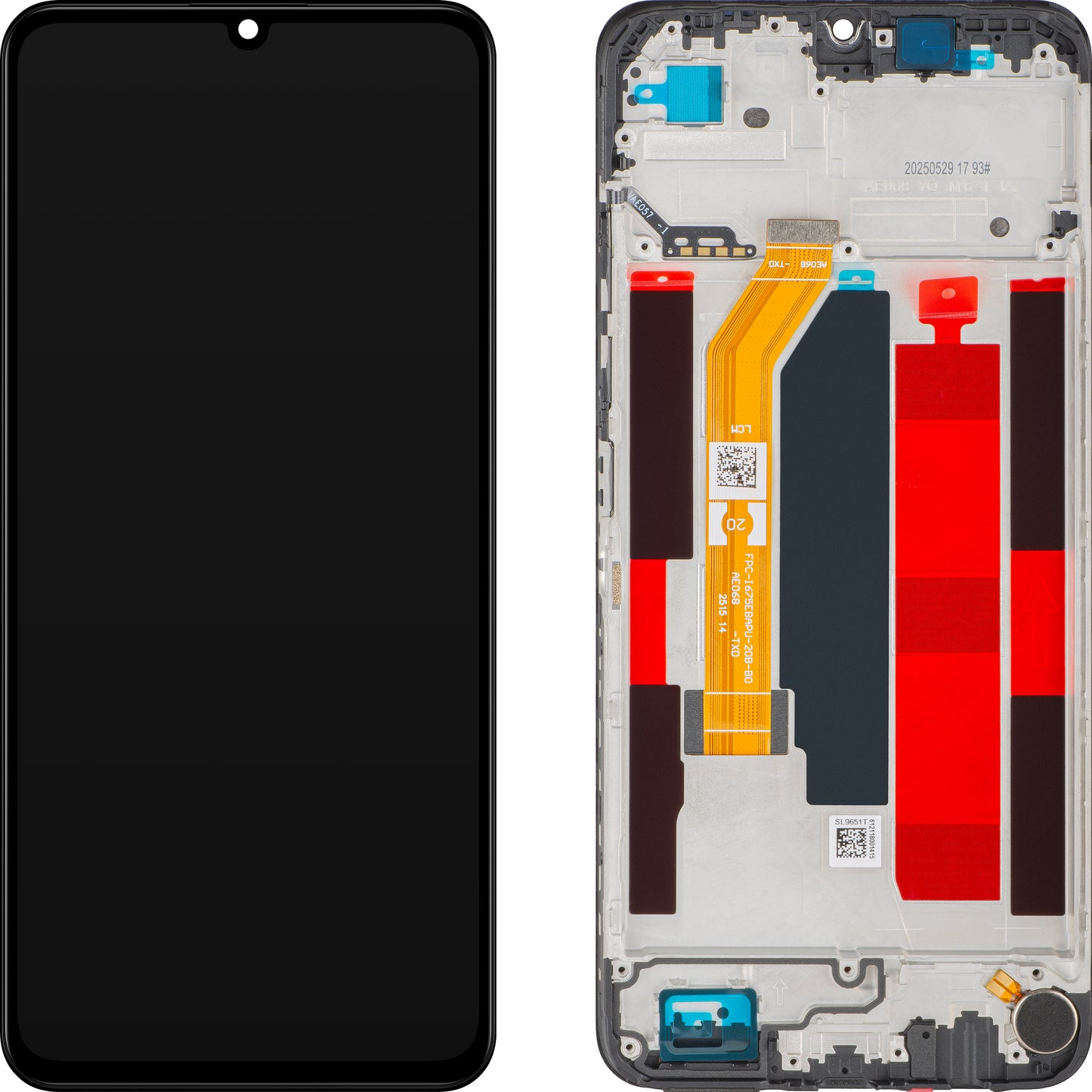 Realme Note 70T érintőképernyős kijelző, kerettel, Fekete (Obsidian Black), Service Pack 621029000609